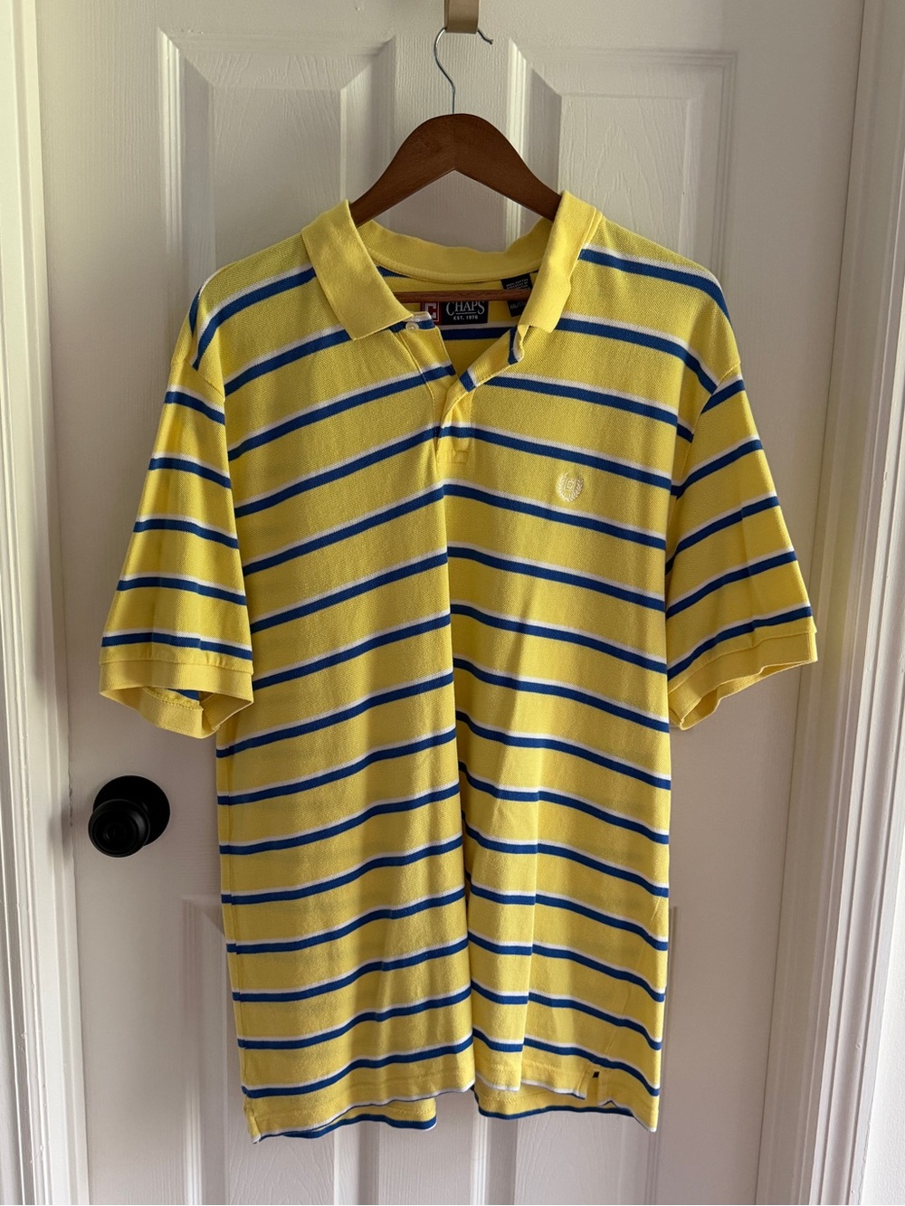 Chaps Yellow Polo with Blue Stripes